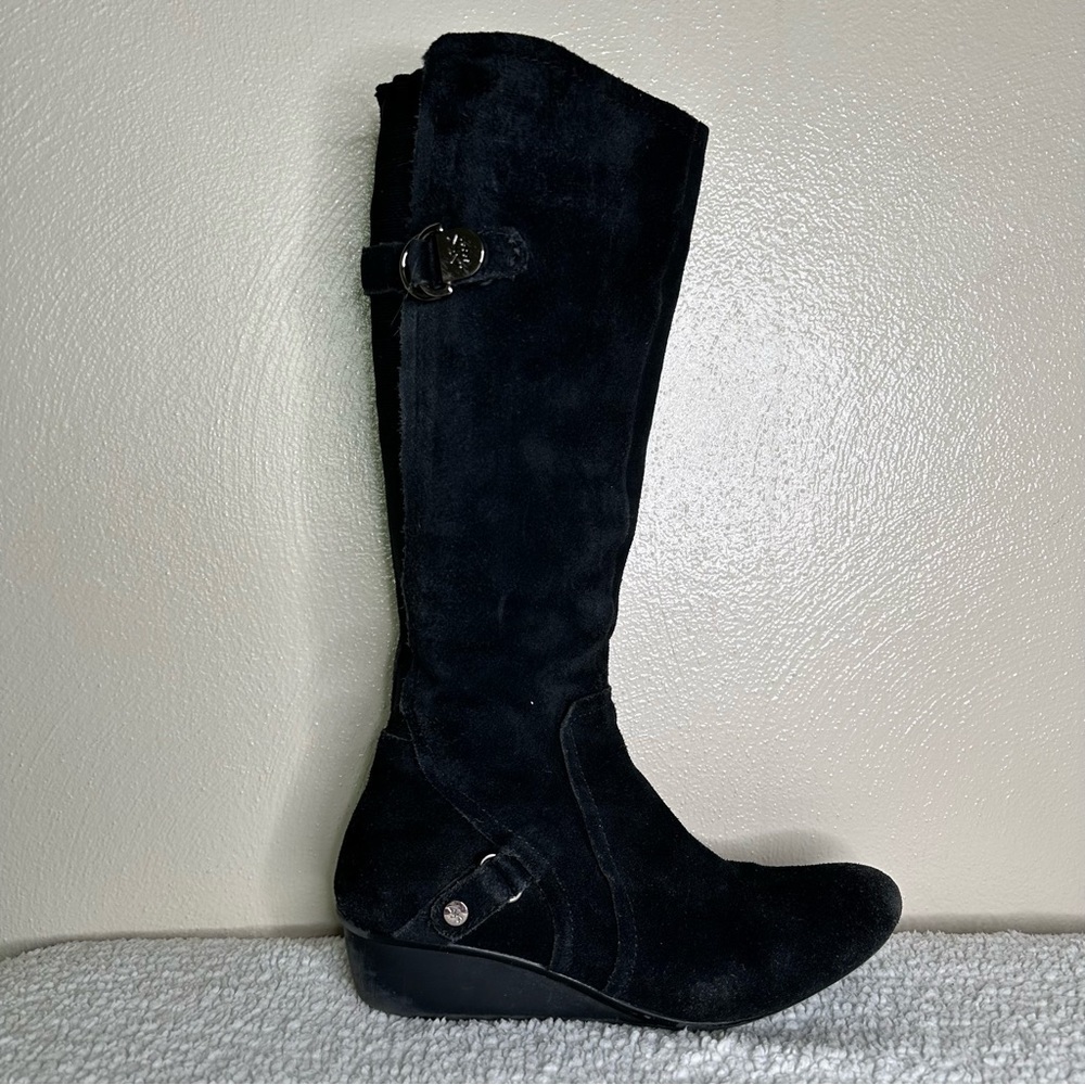 Anne Klein Sport Black Leather Suede Boots, 10M